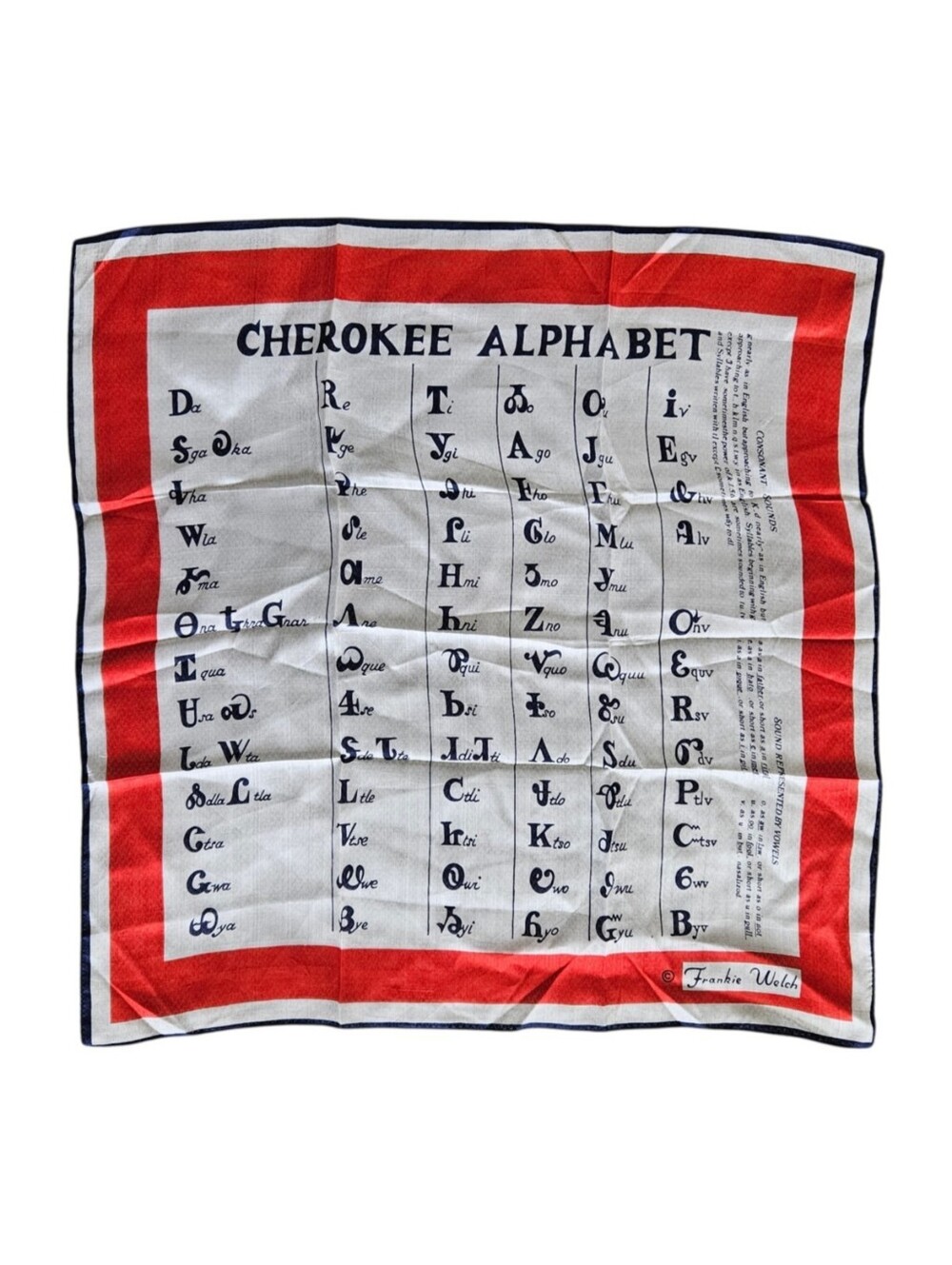 Vintage 1967 Frankie Welch Cherokee Alphabet Silk Scaef